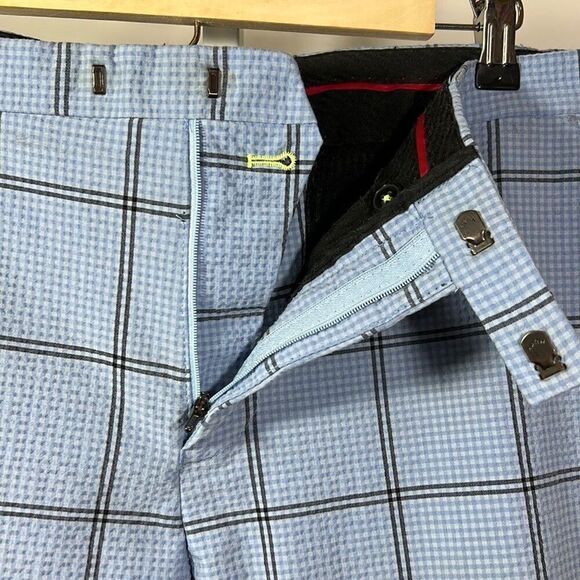 TWISTED TAILOR Men’s Flat Front Windowpane Cosmic Trouser Pants Blue Size 34R - Picture 5 of 10